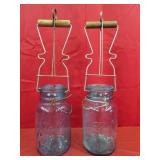 2 - Ball Blue Jars & 2 VIntage Canning Jar Lifters