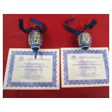 2 Dutch Delft Blue Ornaments
