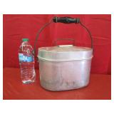 Vintage Alum Lunch Pail w/ Wood Grip Bail Handle