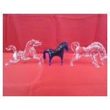 Vintage Colbalt Blue Hand-Blown Horse