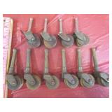 10 Antique Wood Wheel Casters