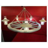 42" Wood Wagon Wheel Chandelier