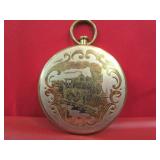 Vintage Novelty Pocket Watch Train Compact 2.75"