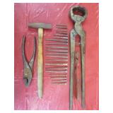 Nippers, Ring Pliers, 20 Sq Nails, Hammer &