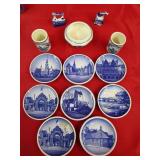 8 Royal Copenhagen Mini Blue & White Plates