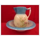 Floral Pitcher & Bowl - D. E. McNicol Pottery Co