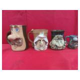 4 Stoneware Face Mugs