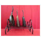 Horseshoe Skillet Display Rack w/ 3 Skillets