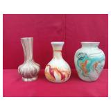 3 Swirl Pottery Vases