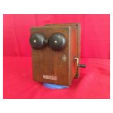 Oak Phone Ringer Box "Turn Handle & Bells Ring"