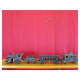 Cast Iron Train Set- Steam Engine, Coal Tender,