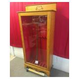 Oak Gun Cabinet w/ Wavy Glass - Holds 8 Long Guns