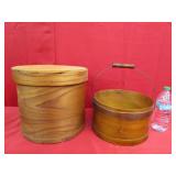 Wood Sugar Bucket 6" x 10" "Missing Lid and