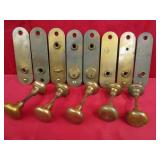 5 - Brass Door Knobs & 4 Back Plates