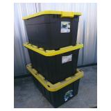 3 Black & Yellow Storage Bins