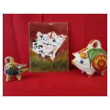 3 Little Pigs by Jehelm 10" & 2 Piggy Banks