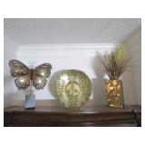 3 Pc Home Decor w/ Metal Butterfly 22"