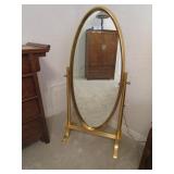Elegant Gold-Finished Oval Pivoting Floor Mirror