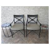 2 Heavy Cast Alum Cushioned Patio Arm Chairs &