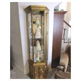 Hexagonal Lighted Curio w/ Mirror Back & Glass