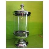 2.5 Gal Glass & Chrome Beverage Dispenser  23"