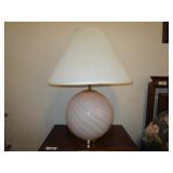 Vintage Pink Swirl Glass Table Lamp 30" h