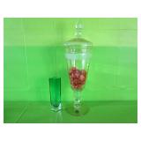 Etched Glass Pedestal Apothecary 19"  and