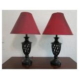 Open Lattice Urn-Style Table Lamps 29"