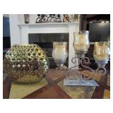 3 Arm Candleabra w/ Hurricane Globes and