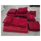 Group Lot -6 Red Bath Towels, 10 Hand Towels,