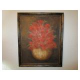 Signed PIYNA Floral Still Life Painting on Board