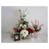 6 - Accent Floral Decor & Marble Coasters