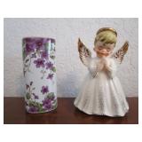 Lefton China Floral Vase & Angel Planter 1714