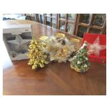 5 Pcs Christmas Tree, Candle Holders, Tree Toppers