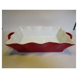 Red Ruffled Edge Casserole Dish 3.5" x 8" x 12"