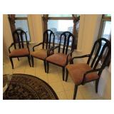 Set of 4 Black Laquered Arm Dining Chairs