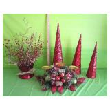 5 Pcs Lighted Trees, Candelabra & Decor