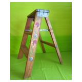 Hand Painted Wood Step Ladder  24"