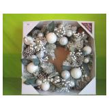 Snow Covered Ornament Wreath 24" x 25"