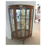 Bow-Front Curio Display Cabinet "Mirrored Back &