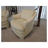 Upholstered Club Arm Chair - Cream Colored Fabric