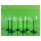 6 - VTG Emerald Green Stemware