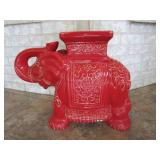 Red Ceramic Elephant Plant Stand