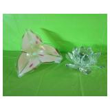 Crystal Lotus Flower Figurine 4" x 8" and