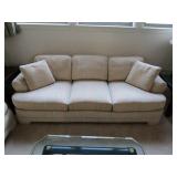 Beige or Off White Striped 3 Seater Century Sofa w