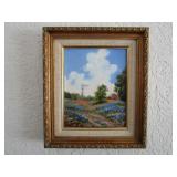 Rural Texas Landscape w/ Bluebonnets,