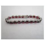Red Garnet & Silver Tennis Bracelet