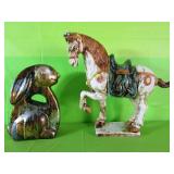 Rabbit Planter / Vase & Horse 17"