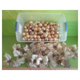 Tote of Gold Ornaments & Gold Floral