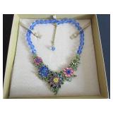 Heavy Floral Stone & Bead Statemnet Necklace